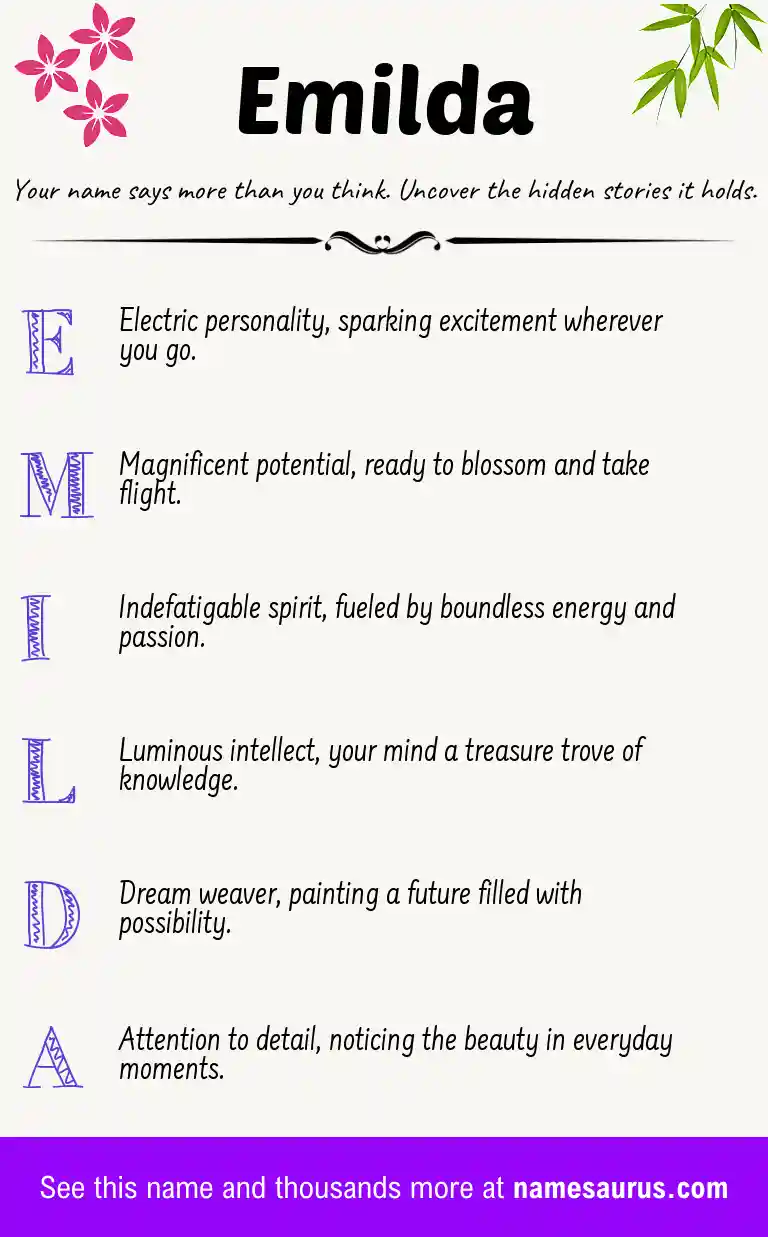 Acrostic poem about Emilda.