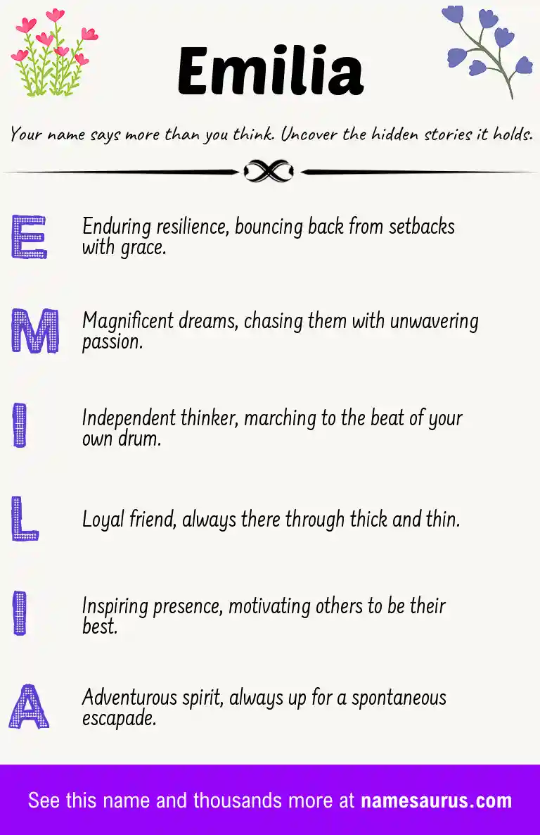 Acrostic poem about Emilia.