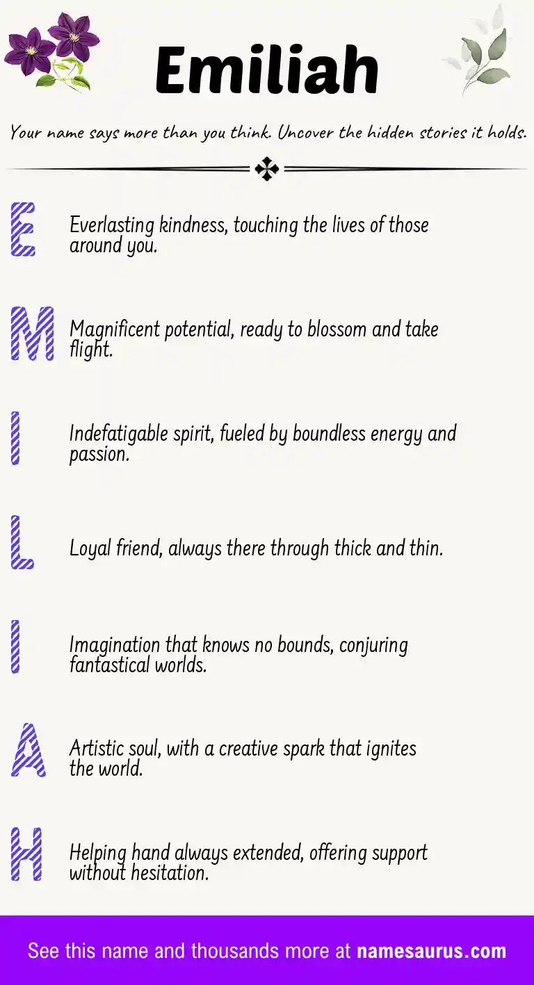Acrostic poem about Emiliah.
