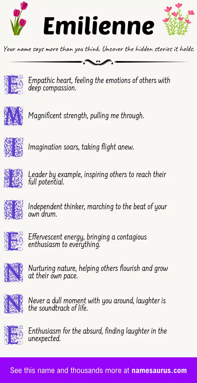 Acrostic poem about Emilienne.