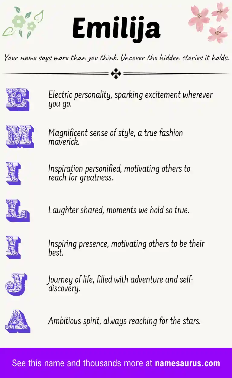 Acrostic poem about Emilija.