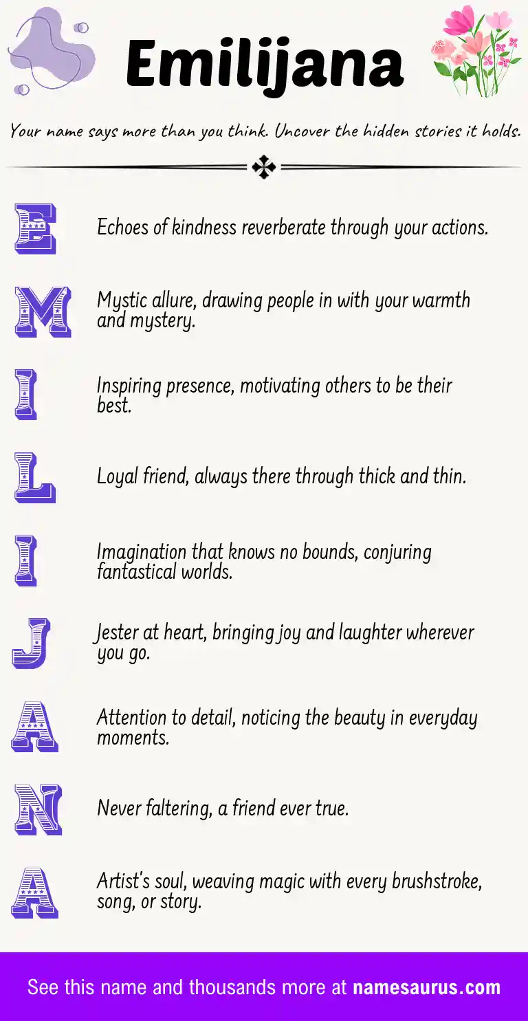 Acrostic poem about Emilijana.