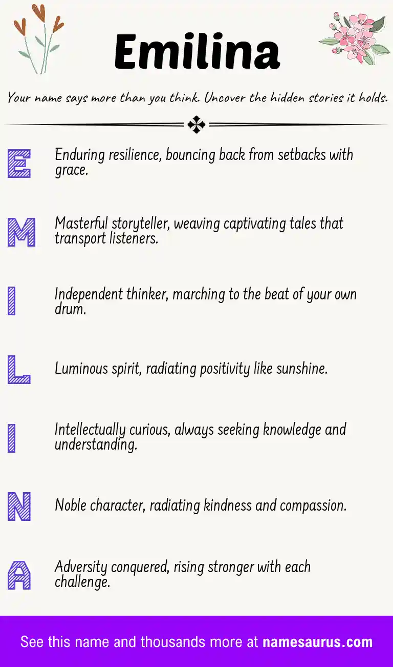 Acrostic poem about Emilina.