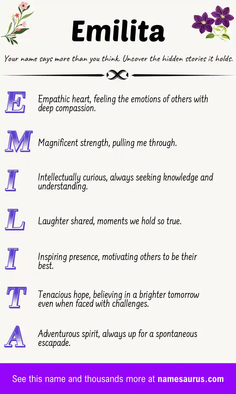Acrostic poem about Emilita.