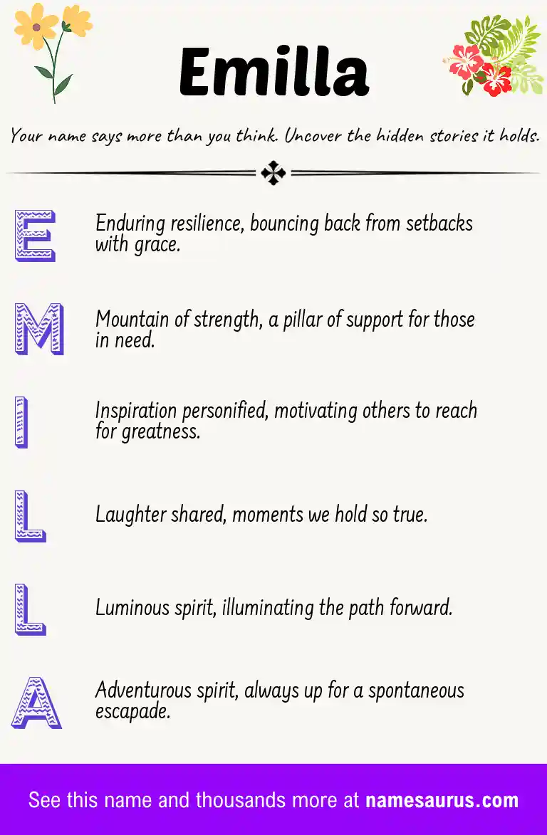 Acrostic poem about Emilla.