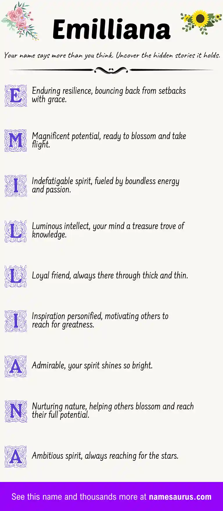 Acrostic poem about Emilliana.