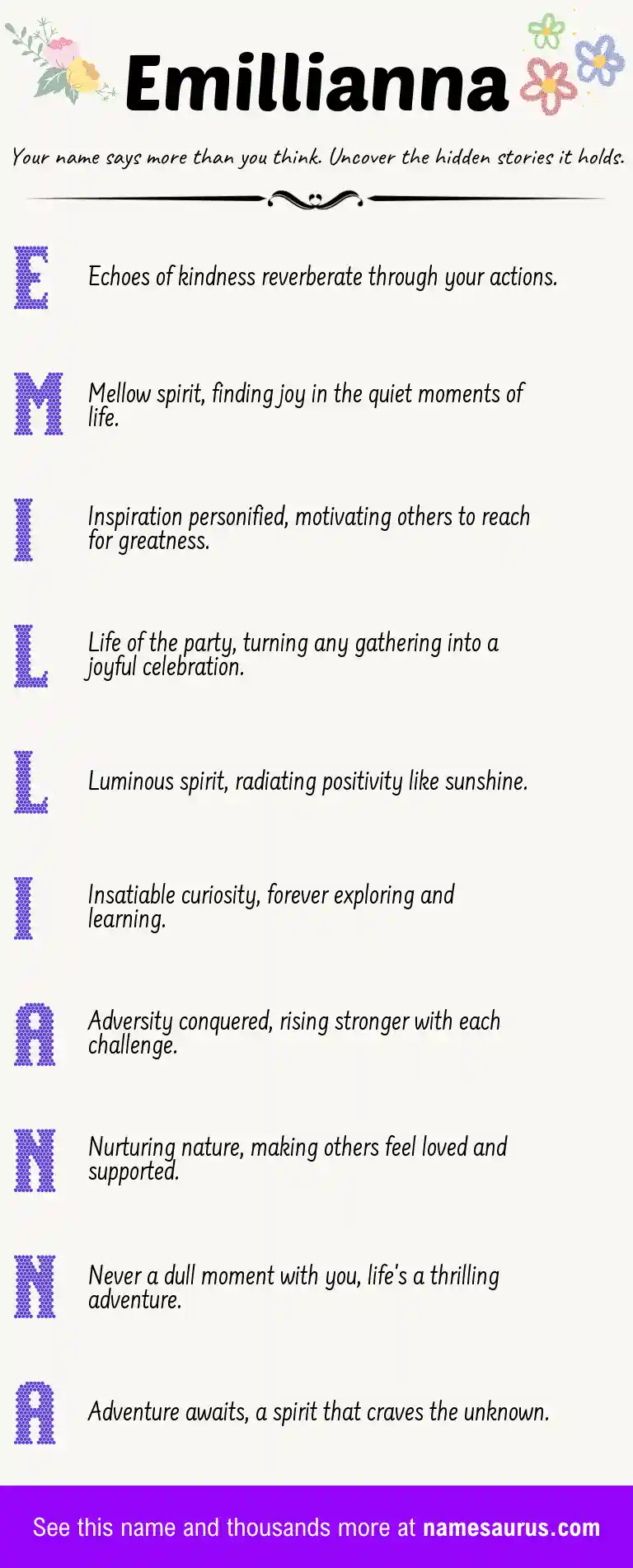 Acrostic poem about Emillianna.