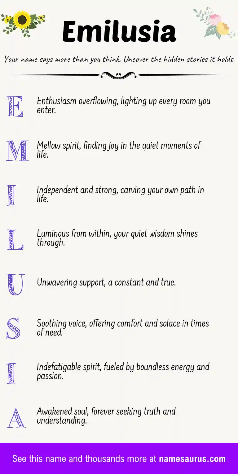 Acrostic poem about Emilusia.