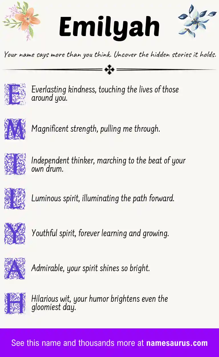 Acrostic poem about Emilyah.
