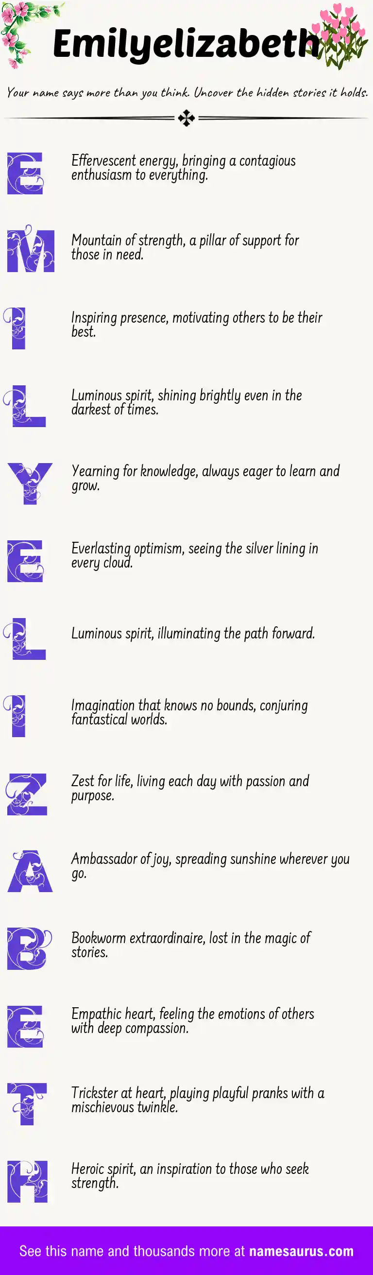 Acrostic poem about Emilyelizabeth.