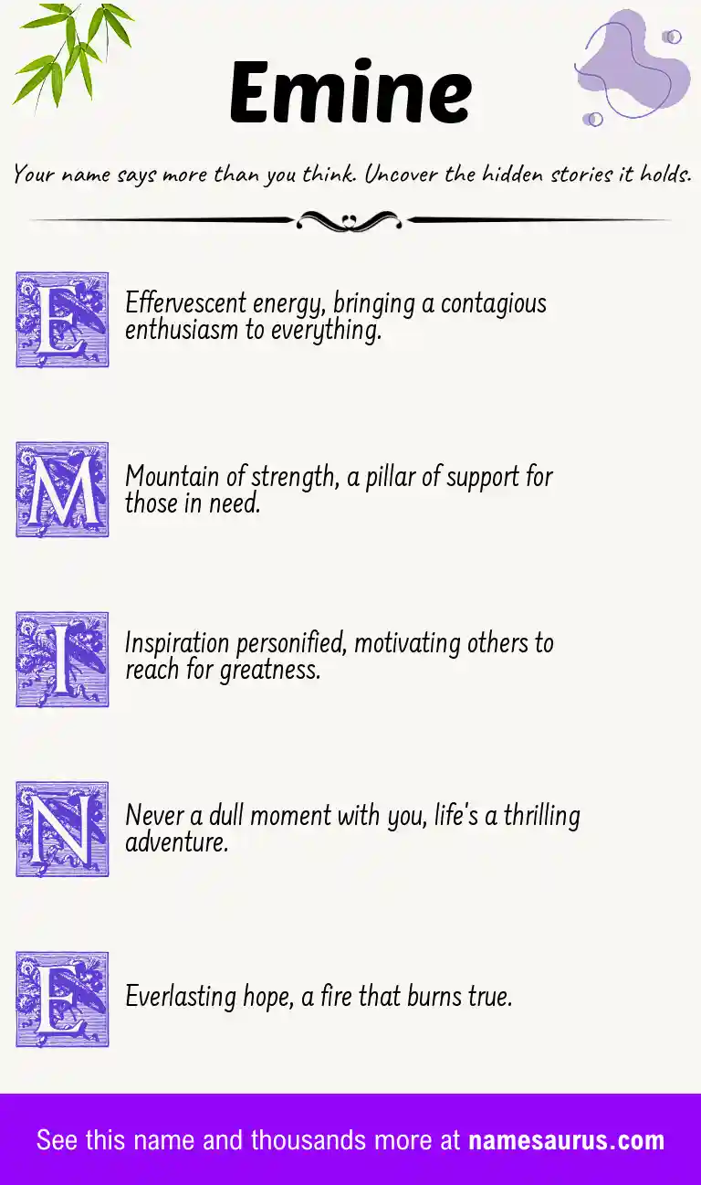 Acrostic poem about Emine.
