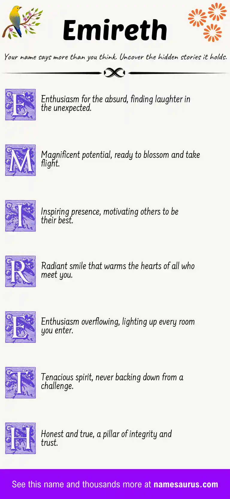 Acrostic poem about Emireth.
