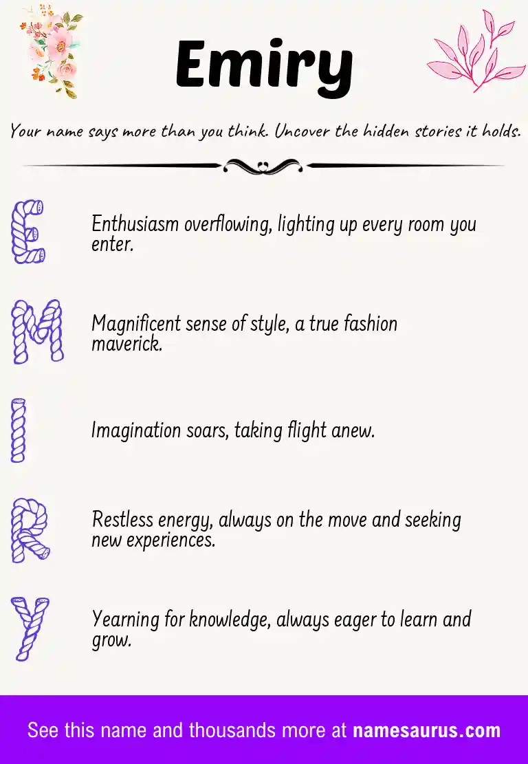 Acrostic poem about Emiry.