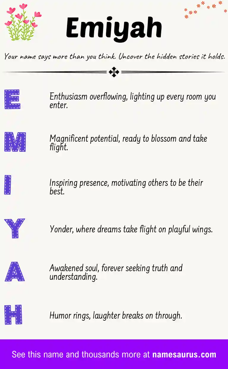 Acrostic poem about Emiyah.