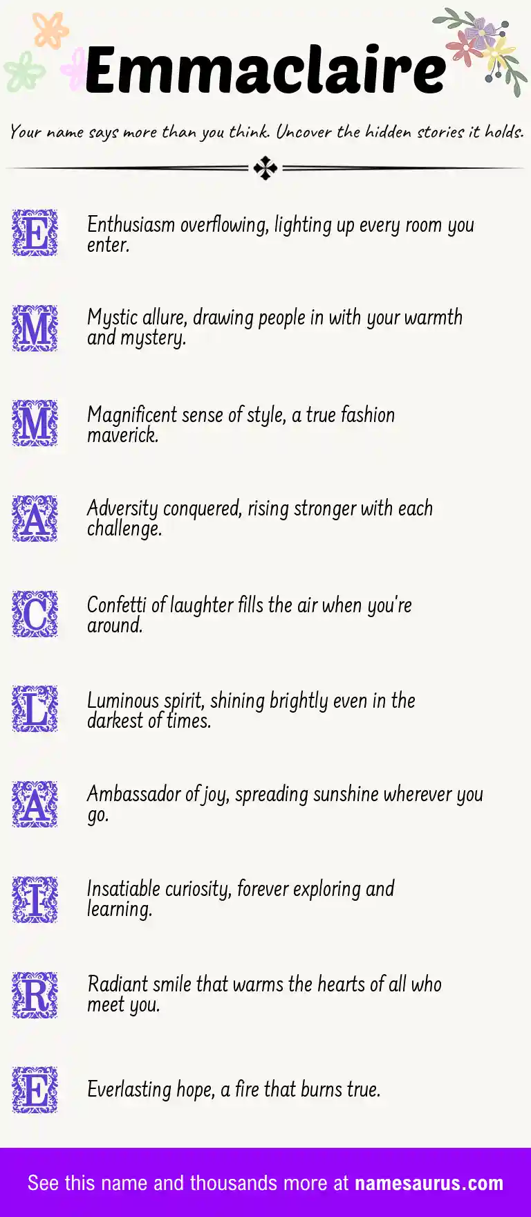 Acrostic poem about Emmaclaire.