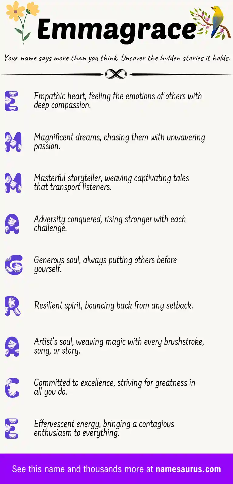 Acrostic poem about Emmagrace.