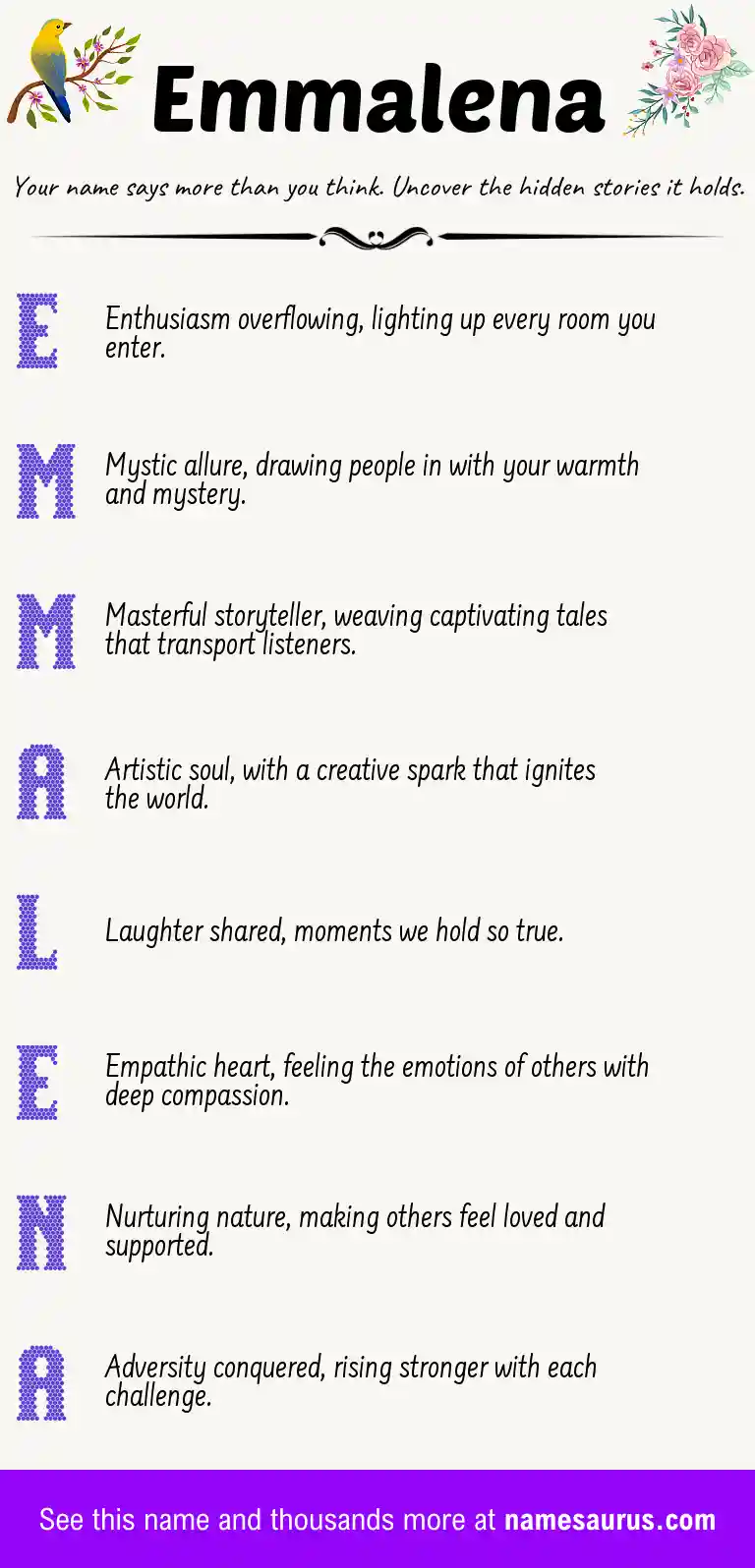 Acrostic poem about Emmalena.