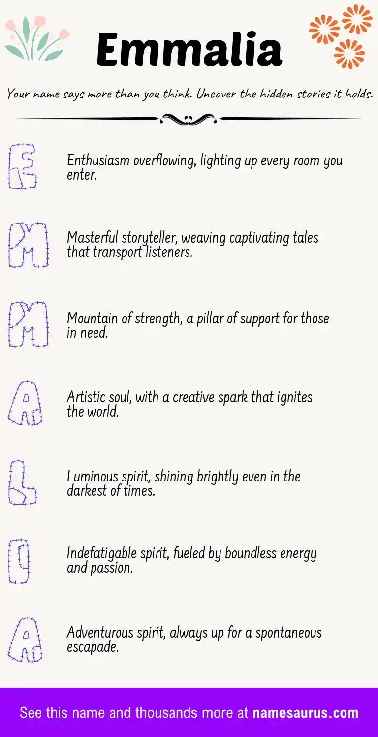Acrostic poem about Emmalia.