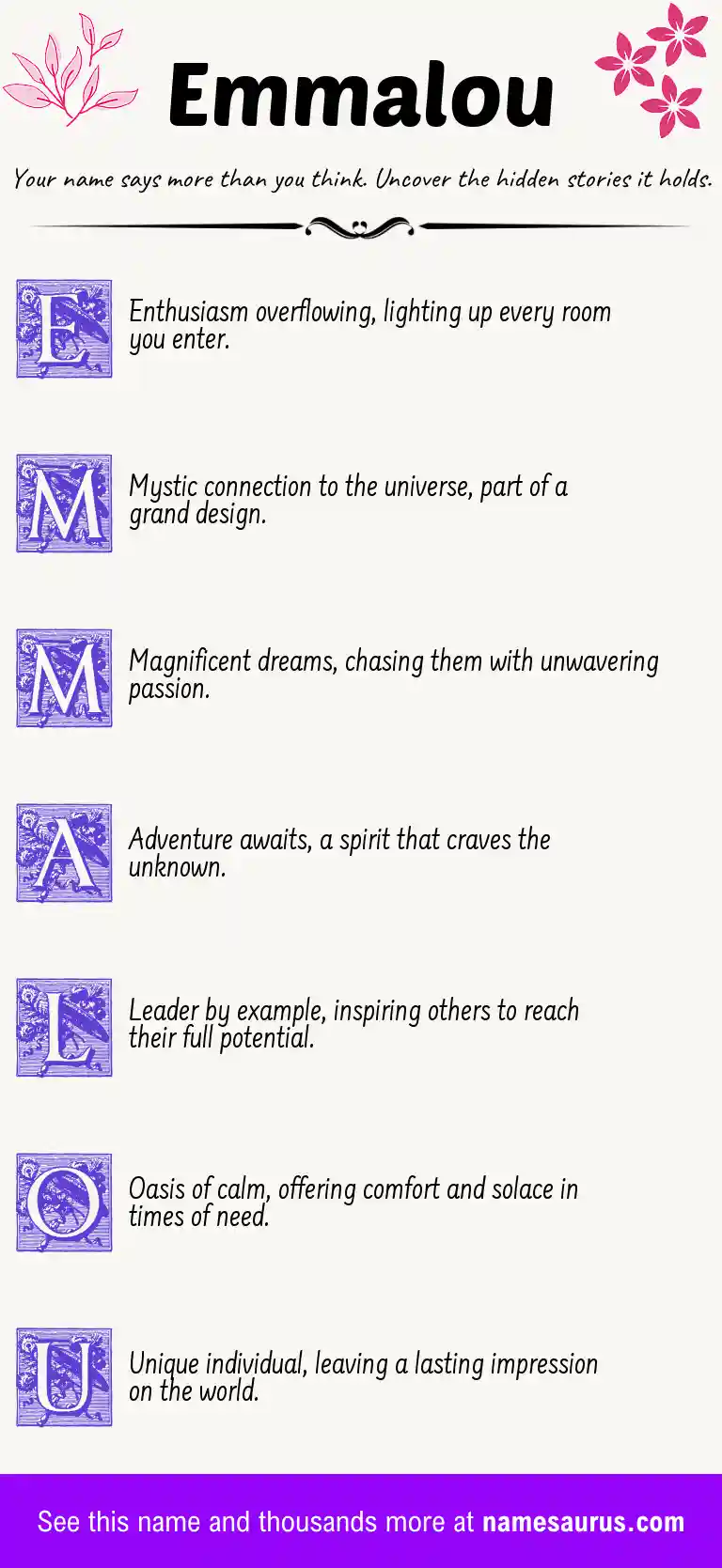 Acrostic poem about Emmalou.