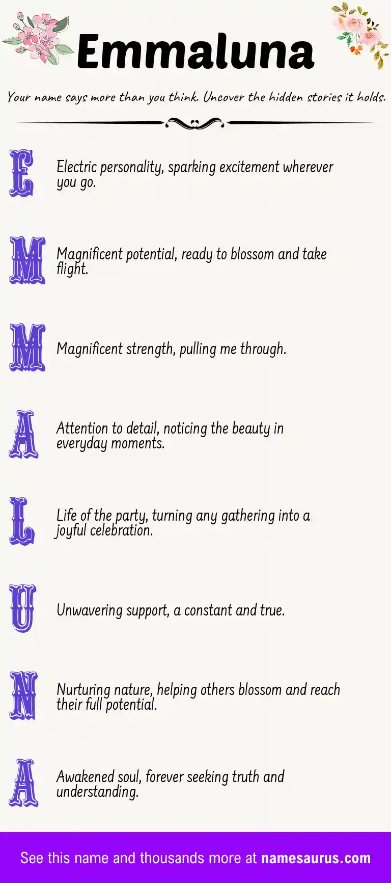 Acrostic poem about Emmaluna.