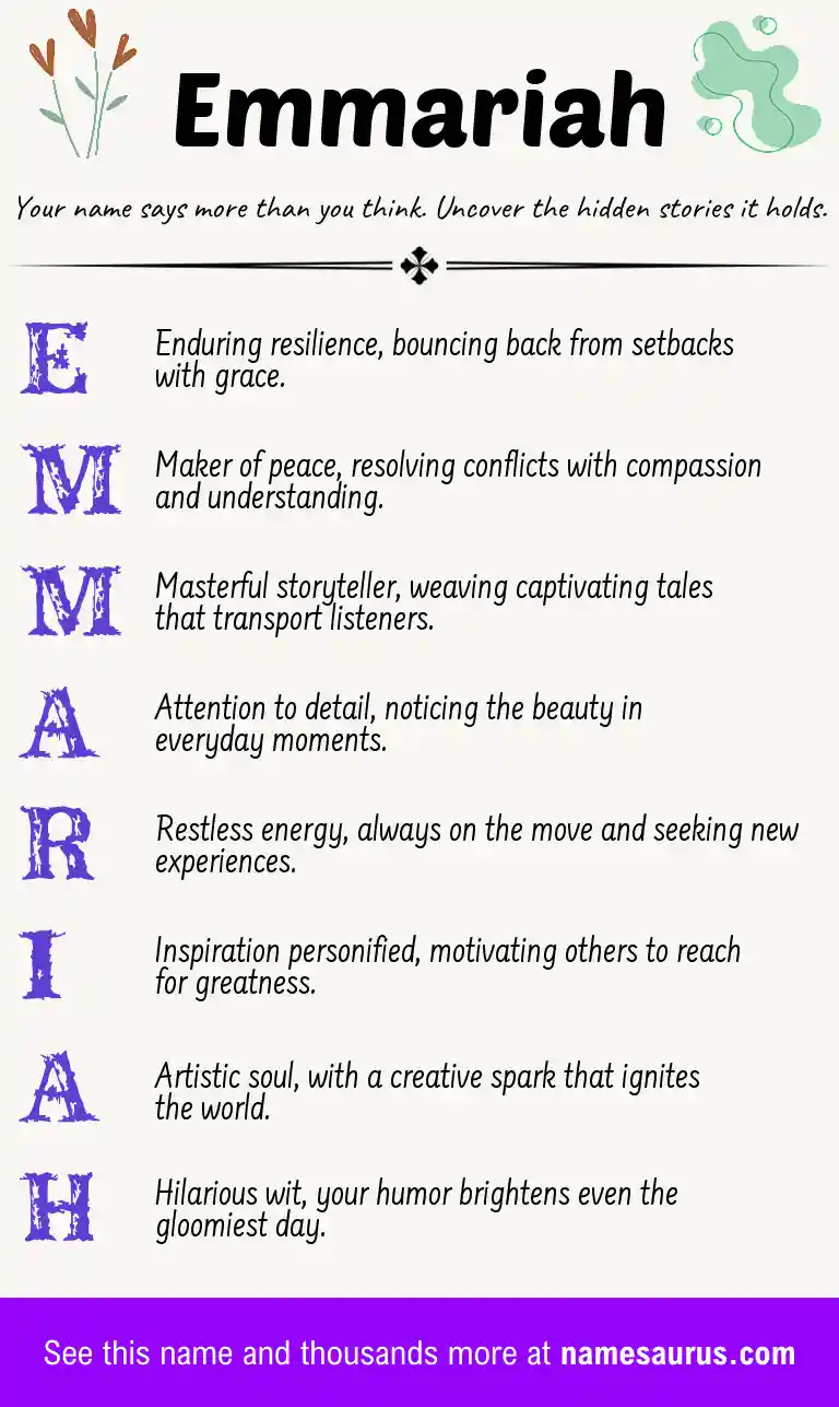 Acrostic poem about Emmariah.