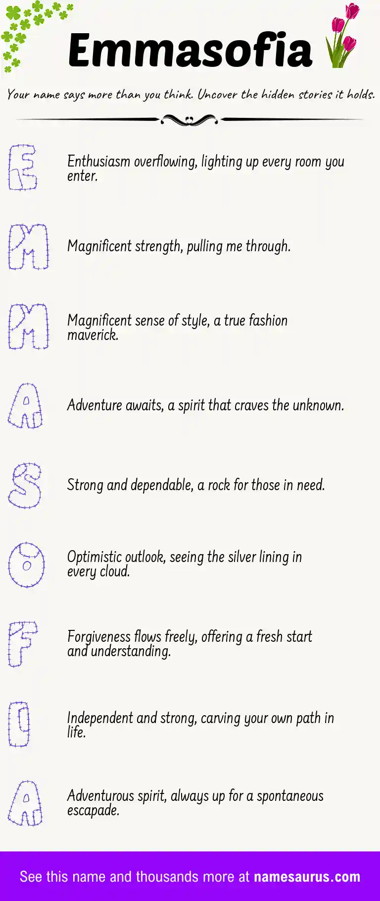 Acrostic poem about Emmasofia.