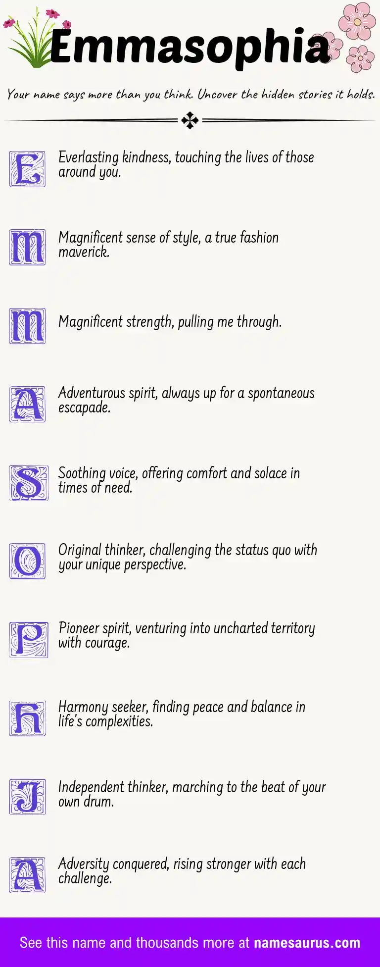 Acrostic poem about Emmasophia.