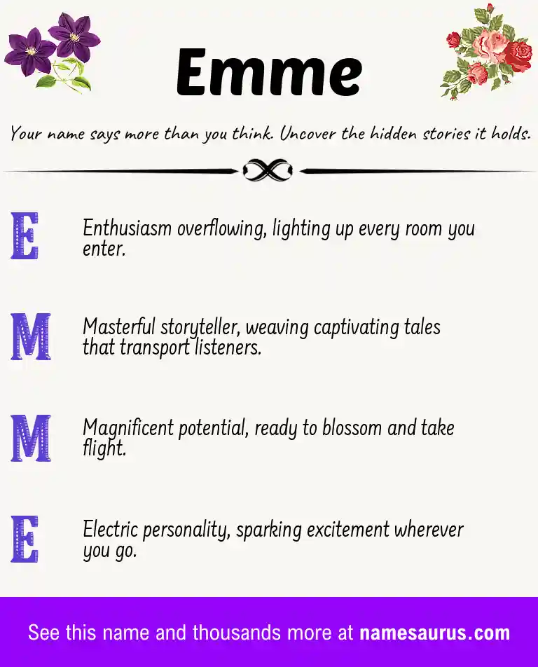 Acrostic poem about Emme.
