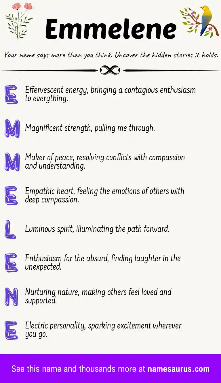 Acrostic poem about Emmelene.