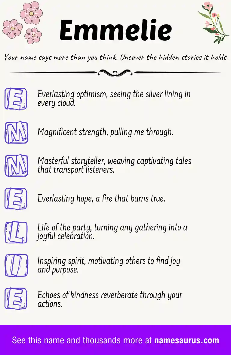 Acrostic poem about Emmelie.