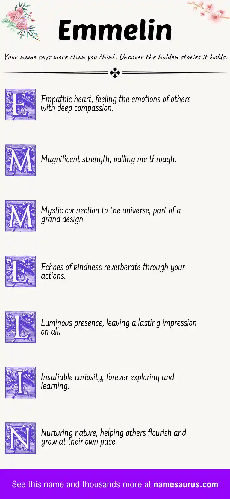 Acrostic poem about Emmelin.