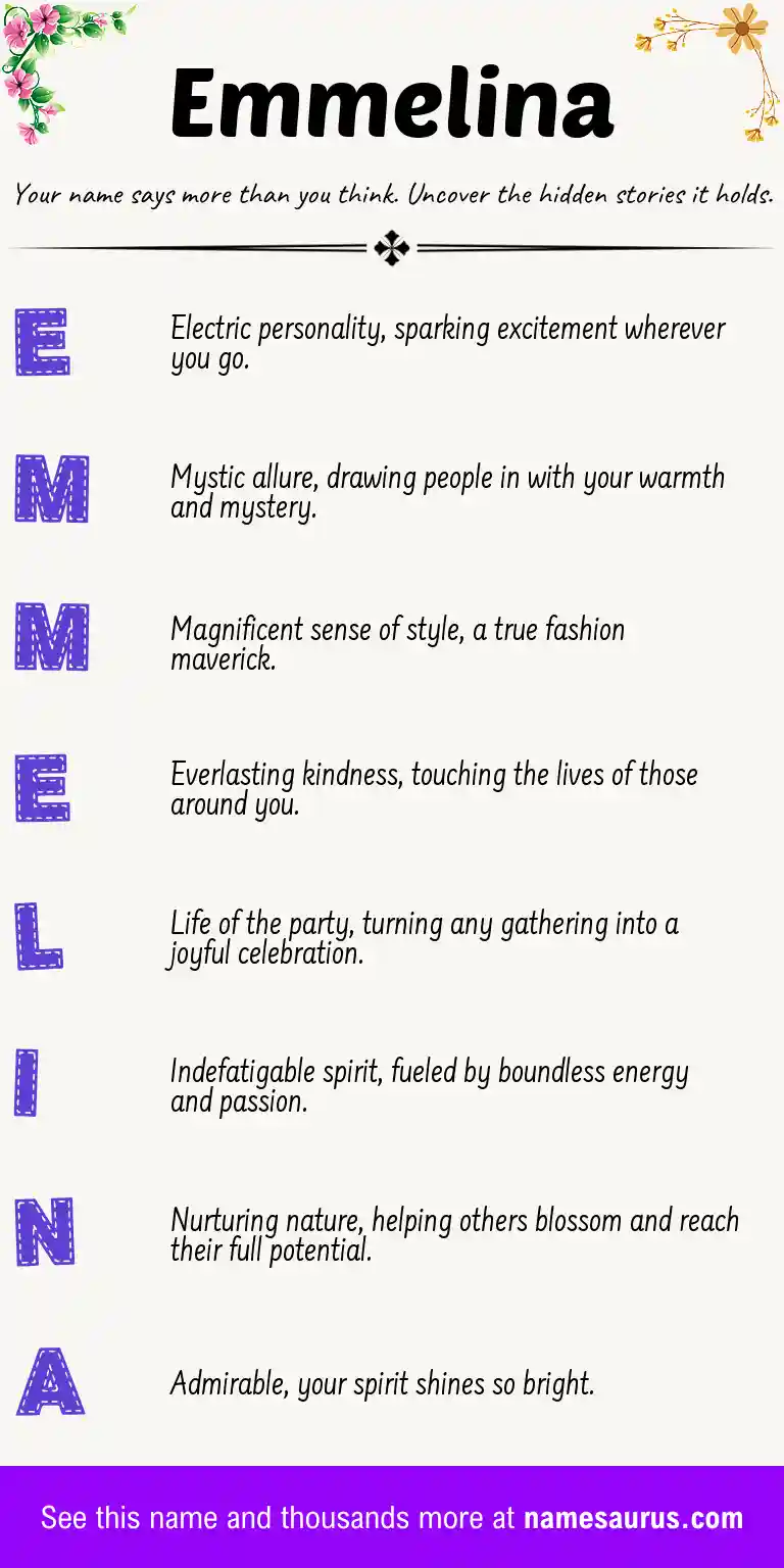 Acrostic poem about Emmelina.