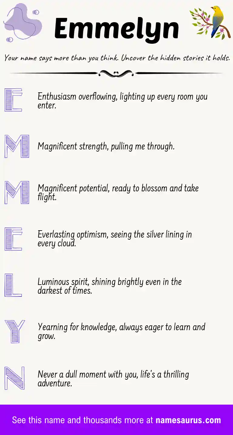 Acrostic poem about Emmelyn.