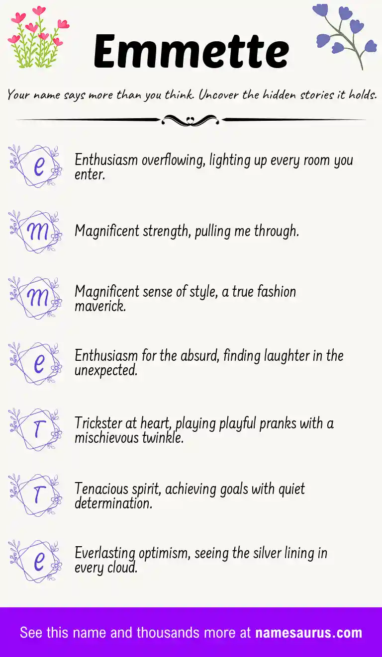 Acrostic poem about Emmette.