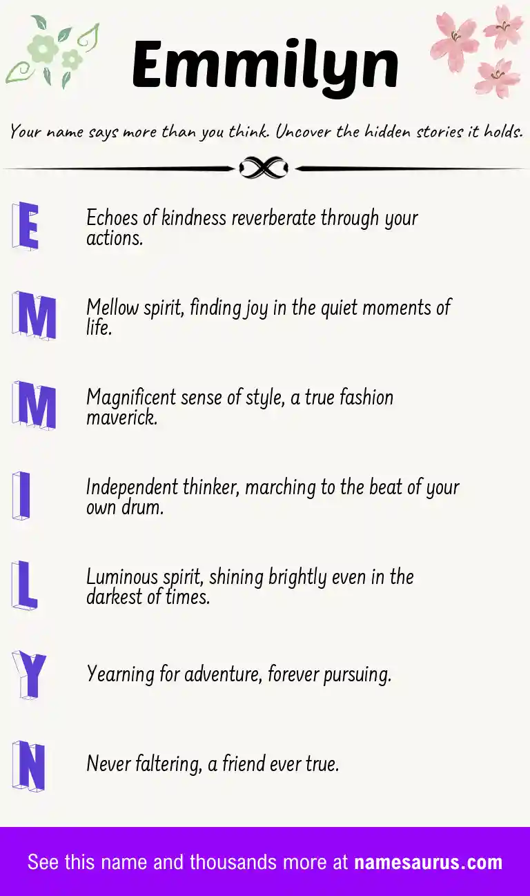 Acrostic poem about Emmilyn.