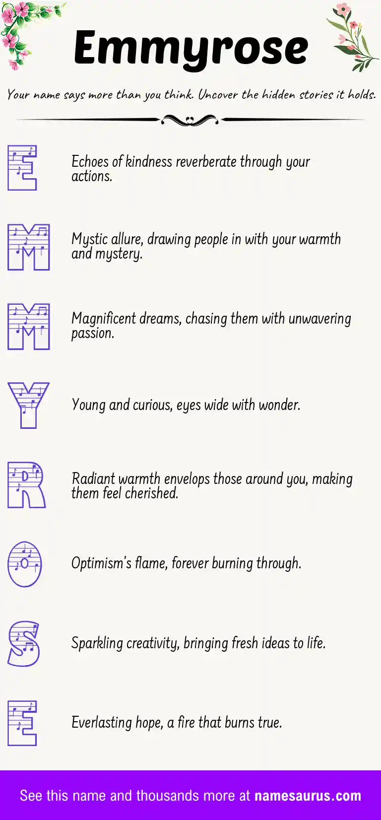 Acrostic poem about Emmyrose.