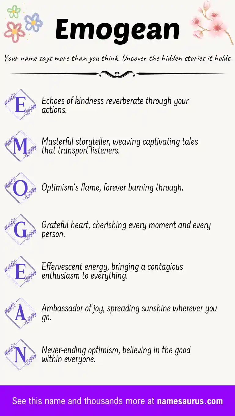 Acrostic poem about Emogean.