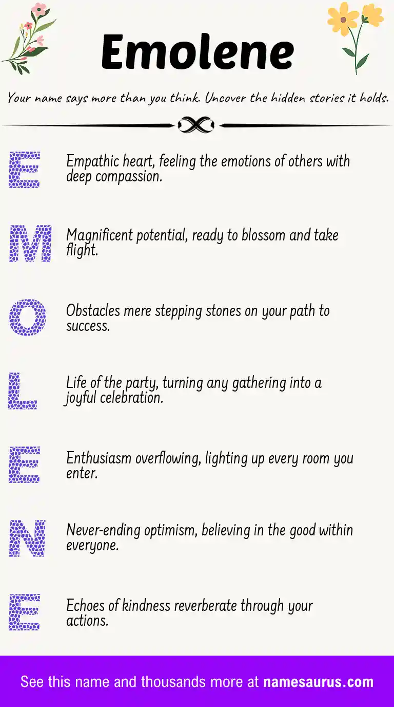 Acrostic poem about Emolene.