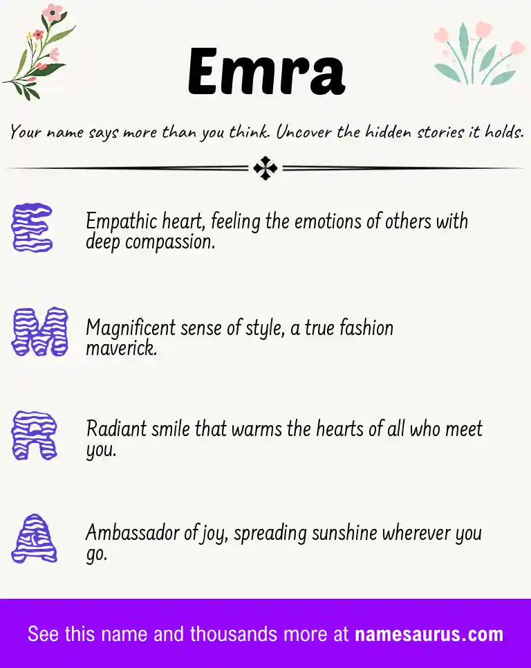 Acrostic poem about Emra.