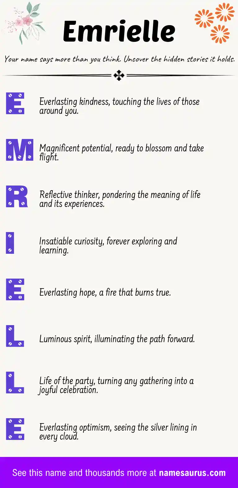 Acrostic poem about Emrielle.