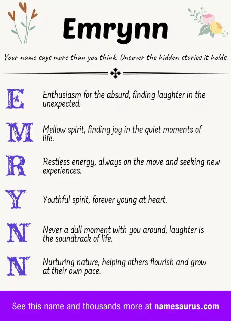Acrostic poem about Emrynn.