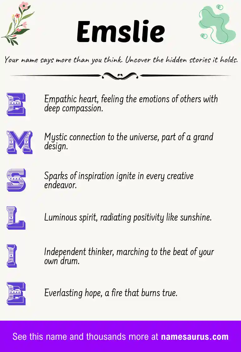Acrostic poem about Emslie.