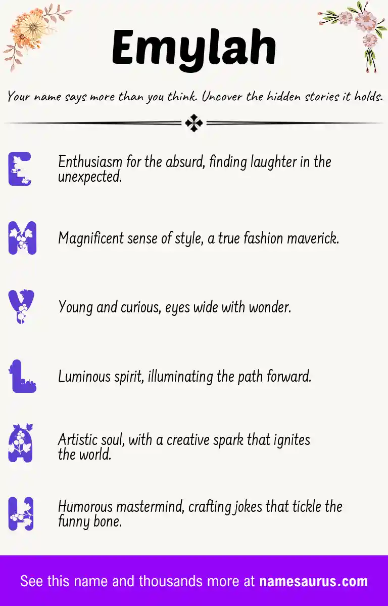 Acrostic poem about Emylah.