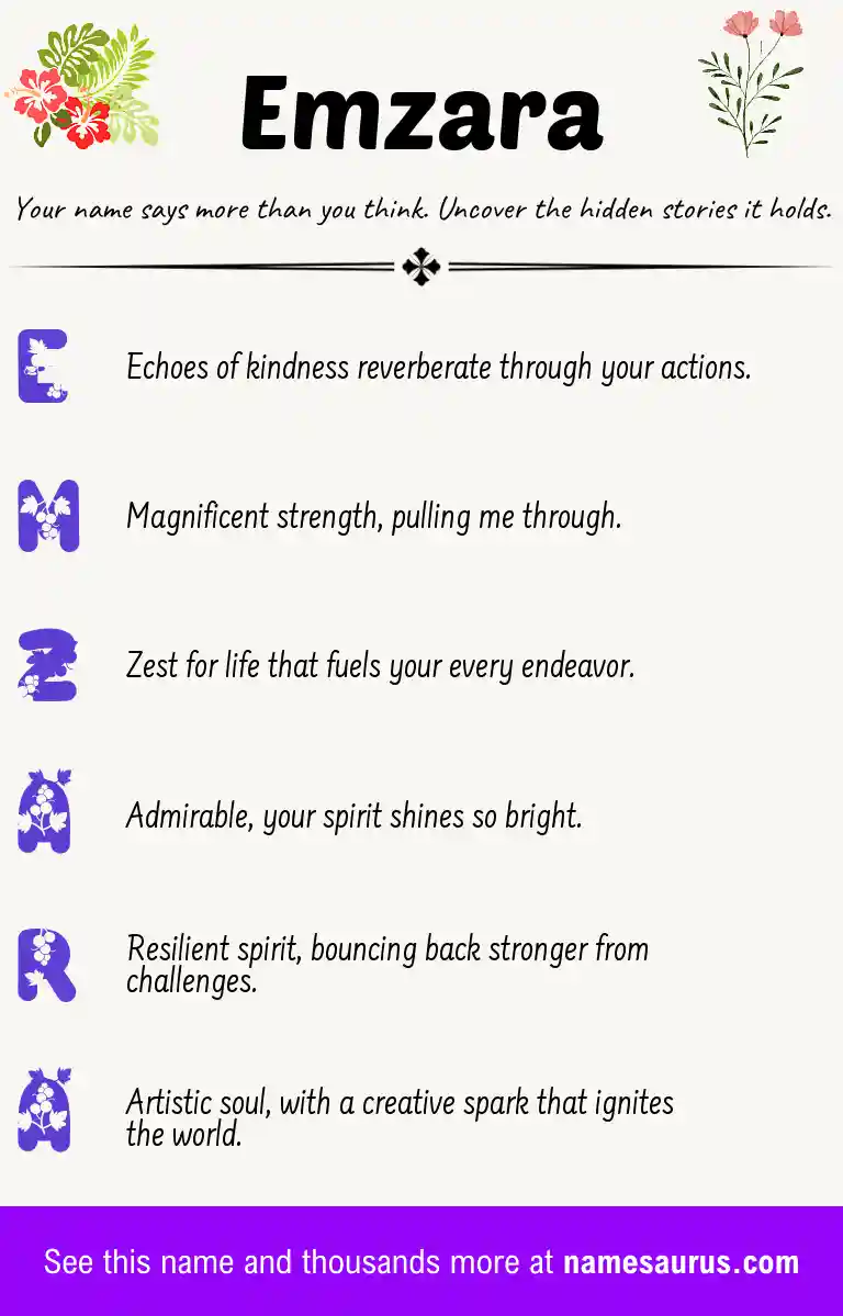 Acrostic poem about Emzara.