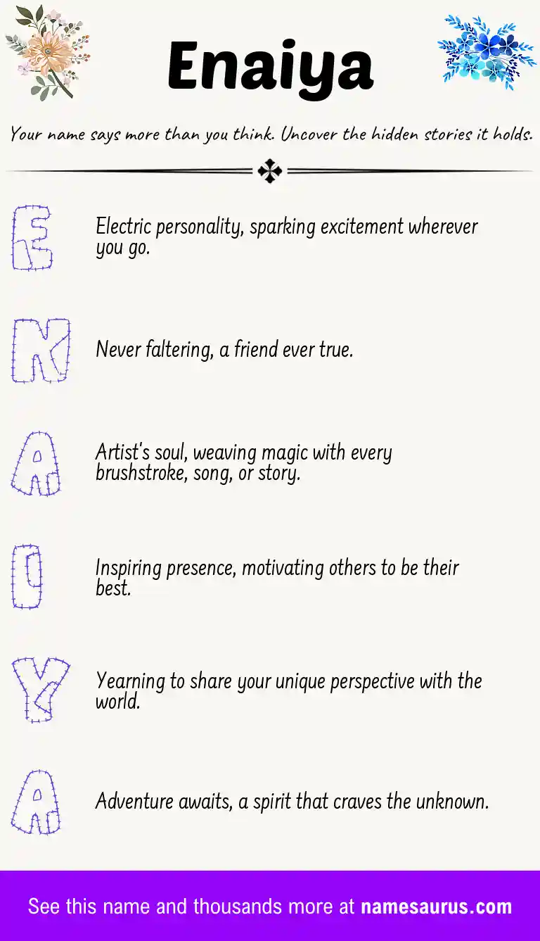 Acrostic poem about Enaiya.