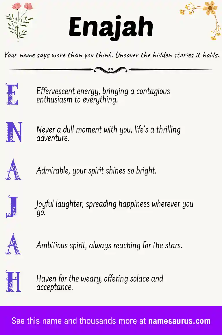 Acrostic poem about Enajah.