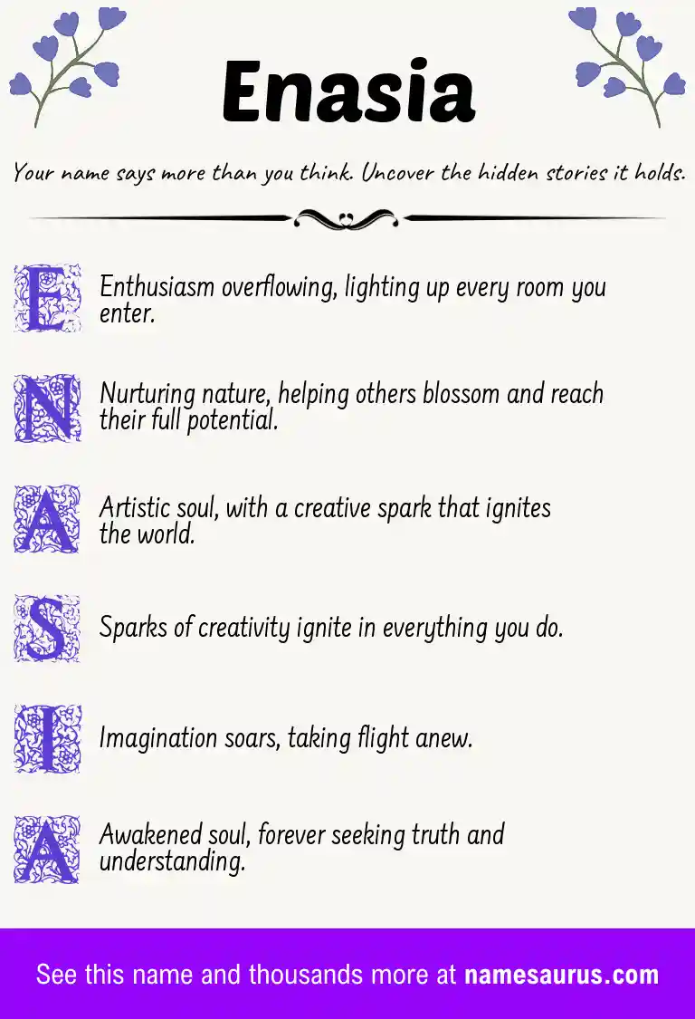 Acrostic poem about Enasia.