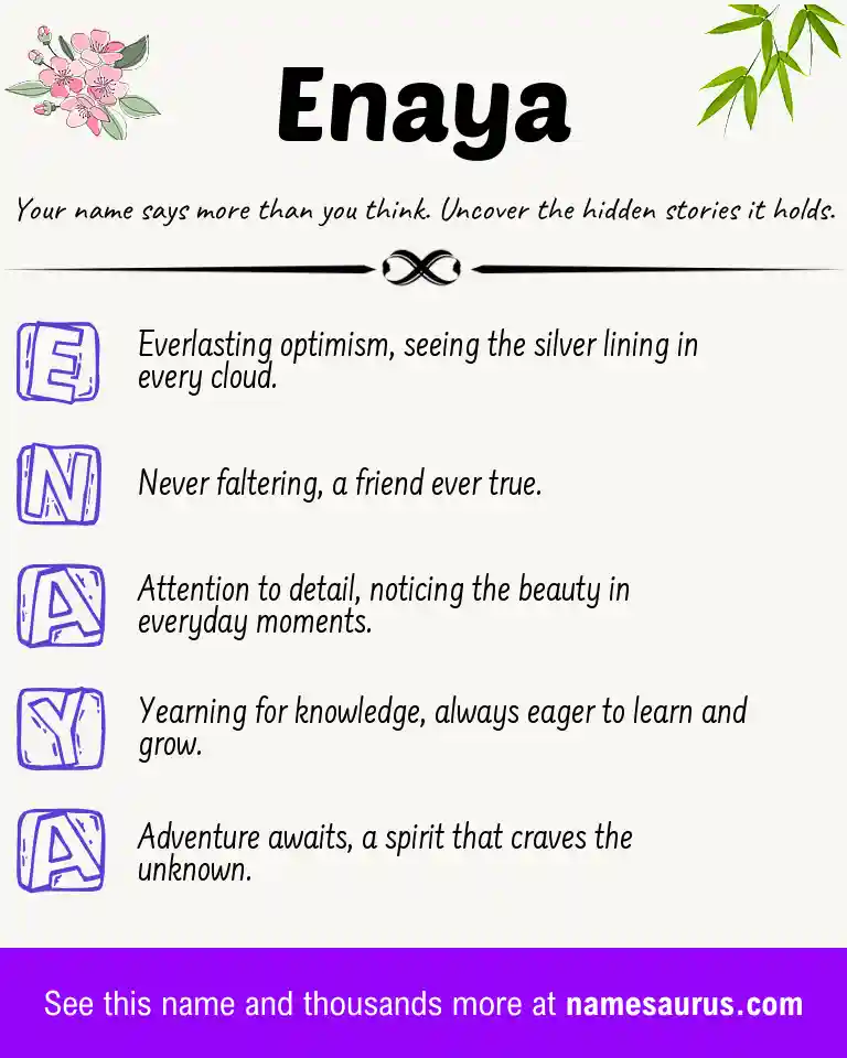Acrostic poem about Enaya.