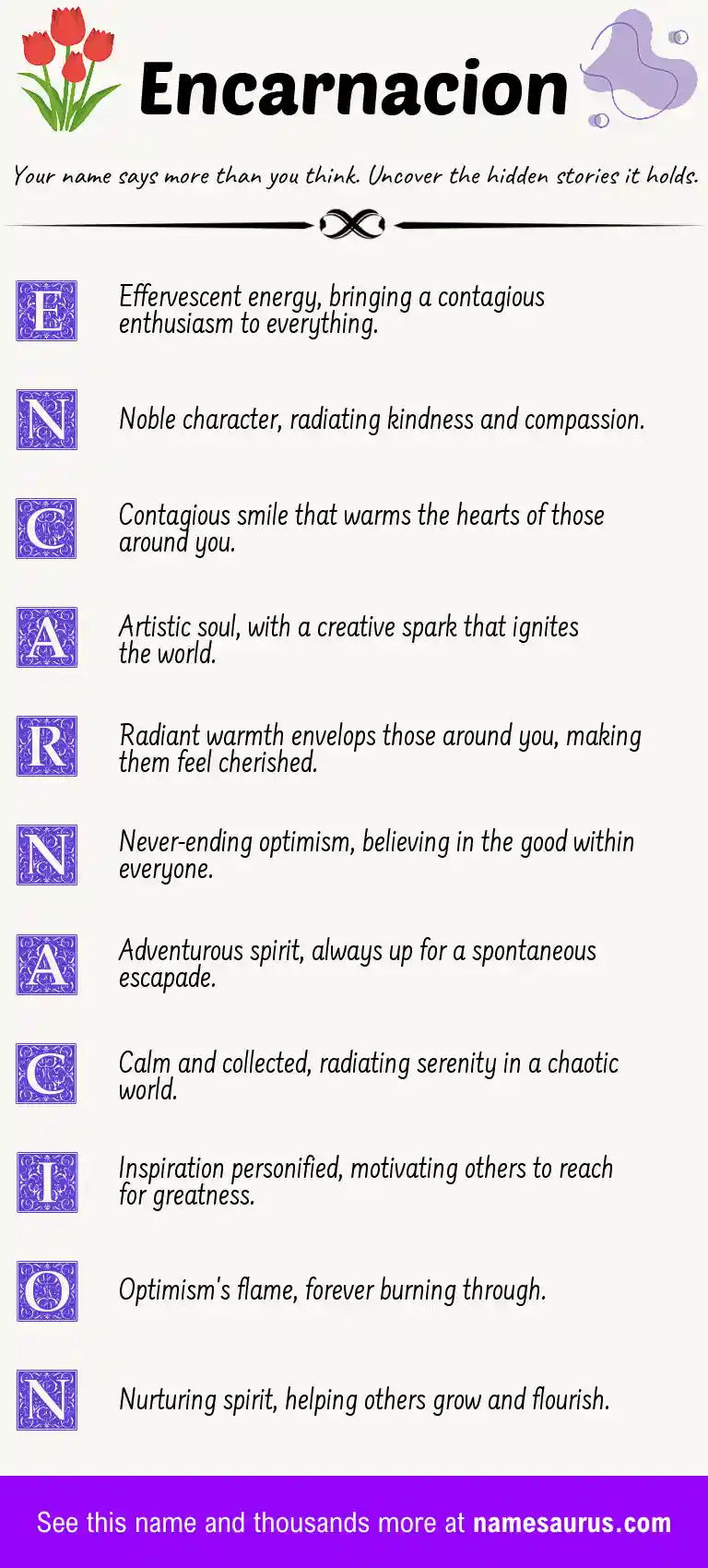 Acrostic poem about Encarnacion.