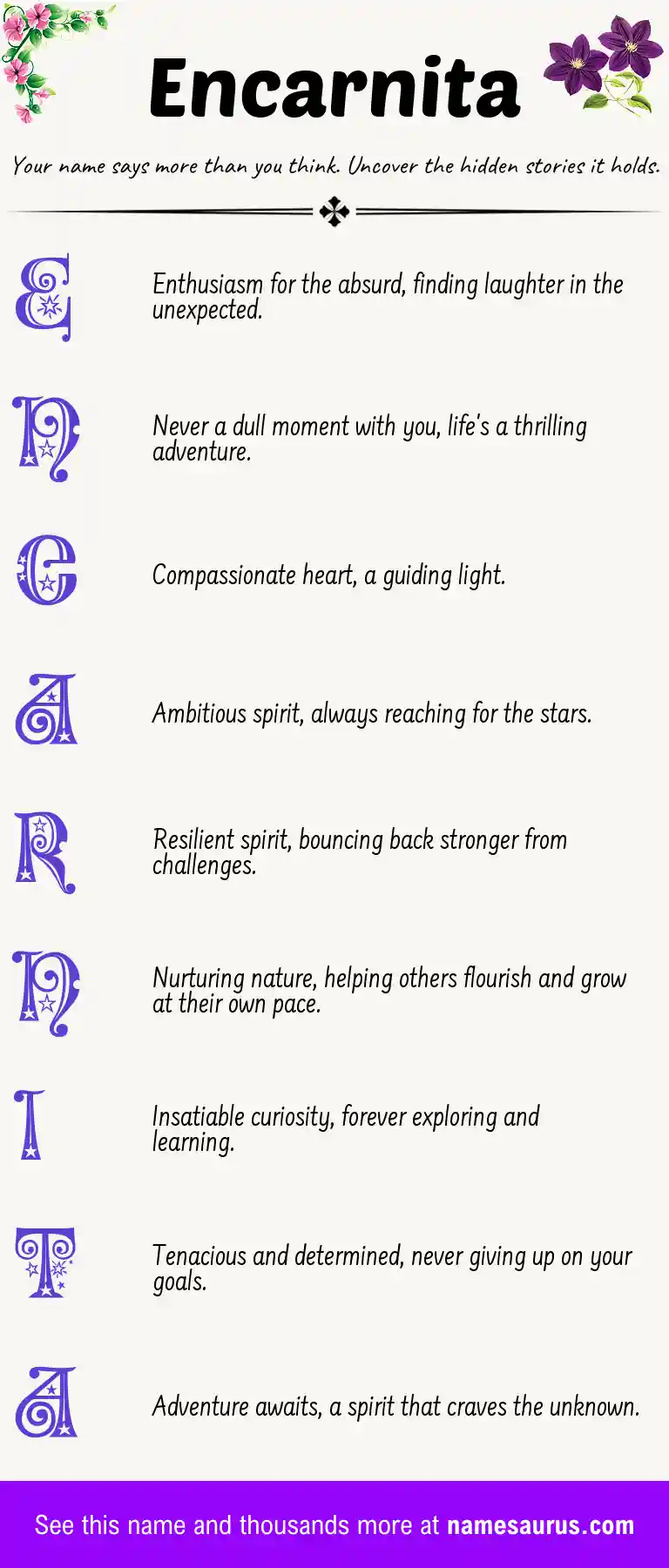Acrostic poem about Encarnita.